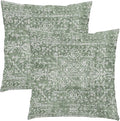 Sage Green Boho Throw Pillow Covers 20x20 Inch Decorative Square Bohemian Carpet Pattern Ethnic Pillow Cases Vintage Geographic Rug Cushion Covers Farmhouse Home Decor For Sofa Couch Outdoor Set of 2