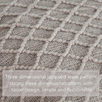 NTBAY Acrylic Knitted Throw Blanket, Lightweight and Soft Cozy Decorative Woven Blanket with Tassels for Travel, Couch, Bed, Sofa, 51x67 Inches, Taupe Checkered