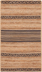 SAFAVIEH Natural Fiber Collection Accent Rug - 3' x 5', Natural & Brown, Handmade Stripe Boho Farmhouse Rustic Braided Jute, Ideal for High Traffic Areas in Entryway, Living Room, Bedroom (NFB262T)