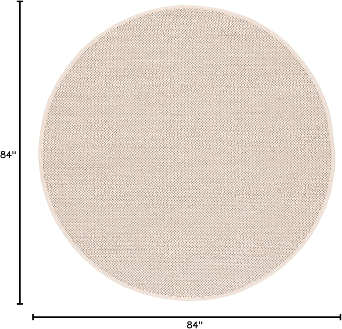 SAFAVIEH Area Rug 7' Round - Natural Fiber Collection - Marble & Beige, Sisal, Woven Design with Border (NF143C)