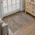 HUGEAR 2x3 Entryway Area Rug Retro Brown Small Rug Machine Washable Door Mat Vintage Floral Low Pile Carpet Vacuumable Distressed Throw Rug Entrance Kitchen Bathroom Bedroom Non Slip Lightweight