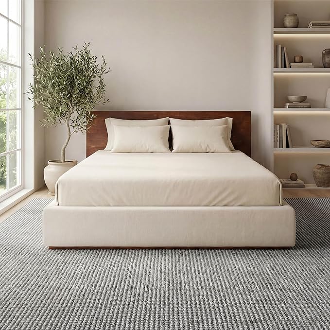 Bedsure 6x9 Faux Wool Area Rugs for Living Room, Machine Washable Carpet, Non-Slip Backing, Pet Friendly Throw Rug for Bedroom Dining Room, Gray