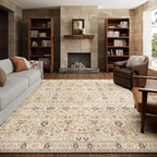 6x9 Washable Rug Vintage Fade Resistant Boho Distressed Non-Slip Indoor Large Carpet Low Pile Lightweight & High-Traffic Safe for Bedroom, Dorm, Playroom - Farmhouse Decor