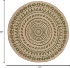SAFAVIEH Natural Fiber Round Collection 6' Round Green NF802G Handmade Boho Mandala Braided Jute Area Rug