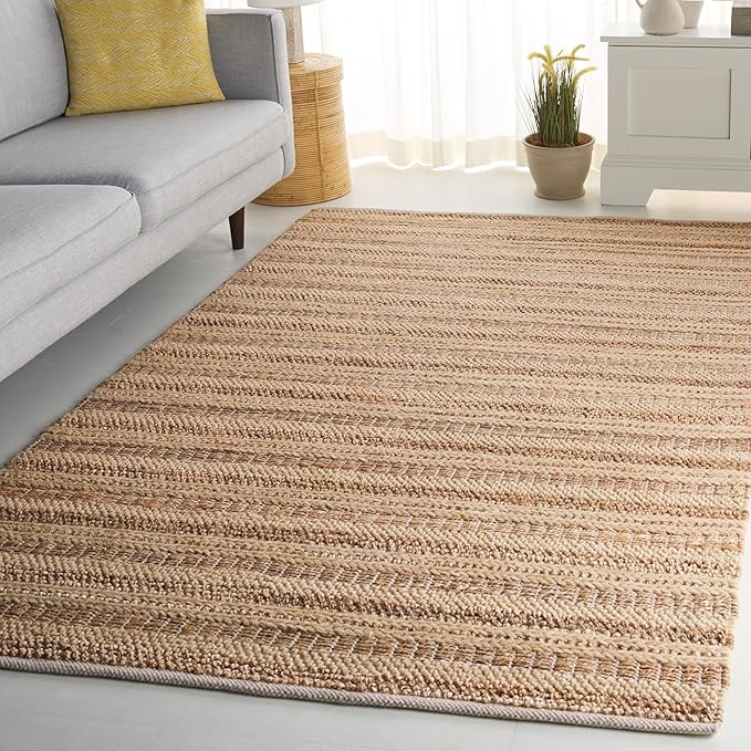 SAFAVIEH Natura Collection Area Rug - 6' x 9', Natural & Beige, Rustic Farmhouse Design, Handmade Wool & Jute, Ideal for The Living Room, Bedroom, Dining Room (NAT501A-6)