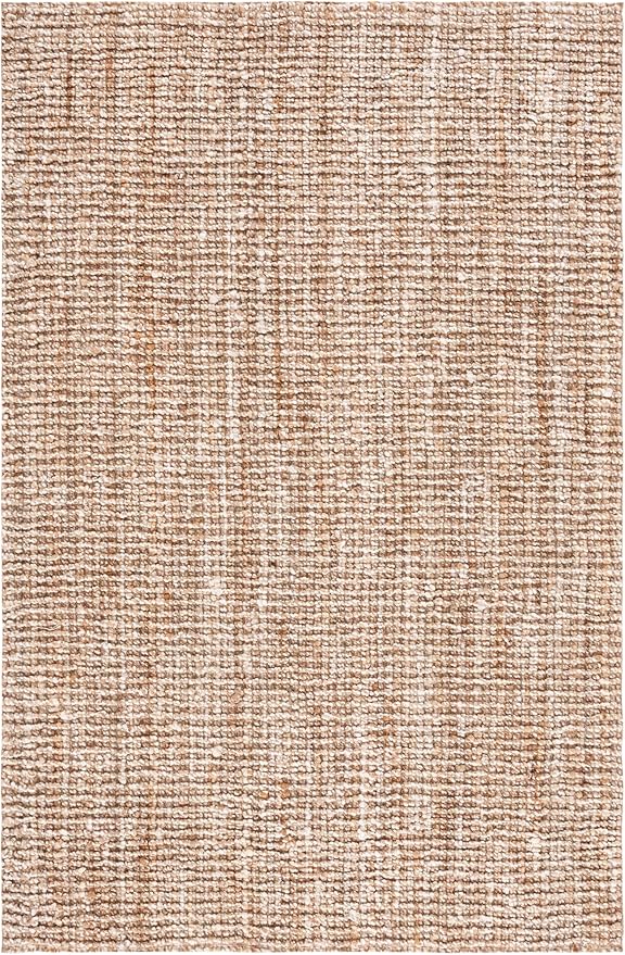 SAFAVIEH Area Rug 5x8 - Natural Fiber Collection - Natural & Ivory, Handmade Jute, Farmhouse Style, Chunky Textured Thick Pile (NF447N)