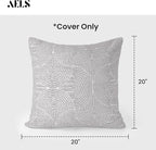 AELS Boho Decorative Textured Throw Pillow Covers 20x20, Modern Mid Century Rainbow Tufted Pillow Case, Farmhouse Rustic Geometric Woven Cushion Case for Bed Couch Sofa, Light Gray