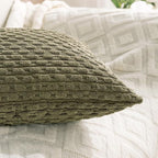 Set of 4 Olive Green Decorative Throw Pillow Covers 24x24 Inch Corduroy Pillow Covers for Bed Couch Sofa Living Room Soft Square Cushion Cases