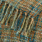 Multi-Color Gold Green Cable Woven Throw Blanket for Couch,50"X60" Boho Style Textured Blankets for Home Decor,Super Soft Warm Cozy Chunky Blanket with Decorative Tassels for Bed