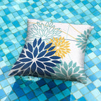 DFXSZ Dark Blue and Light Green Floral Pillow Covers 16x16 Set of 2 Outdoor Pillows Covers Waterproof Summer Pillowcovers Polyester Cushion Case Decor for Couch Patio Funiture Garden Porch 01T16