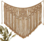Youngeast Home Decor Leaf Shape Macrame Wall Hanging Woven Tapestry Bedroom Curtain Fringe Garland Banner Living Room Wall Decor Brown 39X31 inches