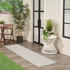 Nourison Home Courtyard Ivory Silver 2' x 6' Area Rug - Easy Clean, Non Shedding, Bed Room, Living Room, Dining Room, Kitchen (6' Runner)