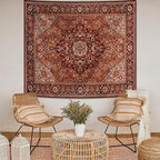 Apdidl Boho Mandala Hippie Wall Tapestry for Bedroom Aesthetic, Indian Bohemian Floral Tapestries Blanket Art Decor, Vintage Orange Fabric Vertical Wall Hanging for Living Room Dorm 90" X 71"