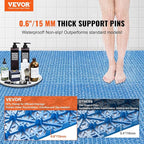 VEVOR Interlocking Tiles, 55Pcs 12 x 12 in, Soft PVC Drainage Tile Mat, Non Slip & Wear-Resistant Splicing Drainage Mat, Floor Tile Drain Holes for Restroom, Bathroom, Kitchen, Pool, Blue