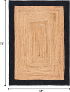 SAFAVIEH Natural Fiber Collection Accent Rug - 4' x 6', Natural & Black, Handmade Flat Weave Boho Farmhouse Rustic Border Jute, Ideal for High Traffic Areas in Entryway, Living Room, Bedroom (NFB852Z)