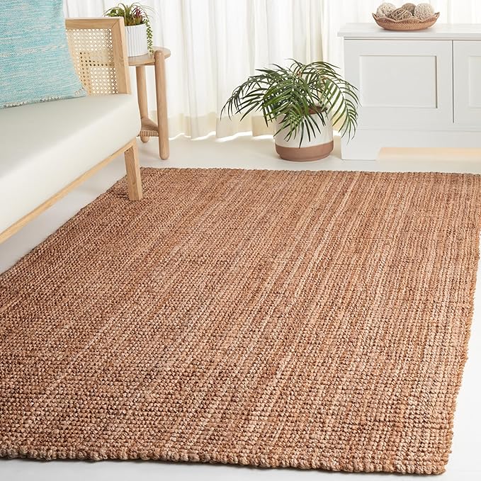 SAFAVIEH Natural Fiber Collection Area Rug - 4' x 6', Natural, Rustic Farmhouse Style, Handmade Jute, Ideal for The Living Room, Bedroom, Dining Room (NF676A-4)