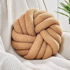 Uvvyui Knot Pillows, 14 Inch Decorative Throw Pillows Round Pillows Cushion, Soft Handmade Knotted Ball Pillow Plush Cushion Home Decor for Bed Couch Living Room (Khaki, 14 Inch)