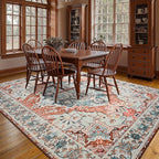 YJ.GWL Area Rugs for Living Room 8x10 Machine Washable Rugs, Non Slip Floral Vintage Rug Indoor Carpet, Stain Resistant Large Rug for Bedroom Dining Room, Copper Tan