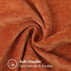 decorUhome Chenille Soft Cozy Throw Pillow Covers 26x26 Set of 2, Modern Farmhouse Boho Velvet Decorative Euro Sham Pillow Cases with Stitched Edge for Couch Sofa Bed Home Decor, Rust