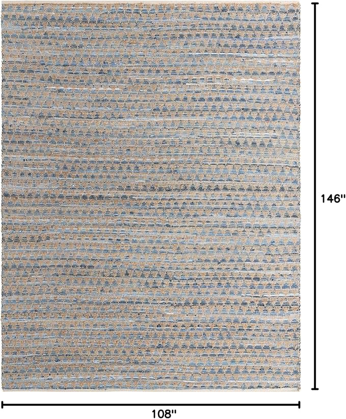 Unique Loom Chindi Jute Collection Area Rug (9' x 12' 2" Rectangle, Navy Blue/ Natural)