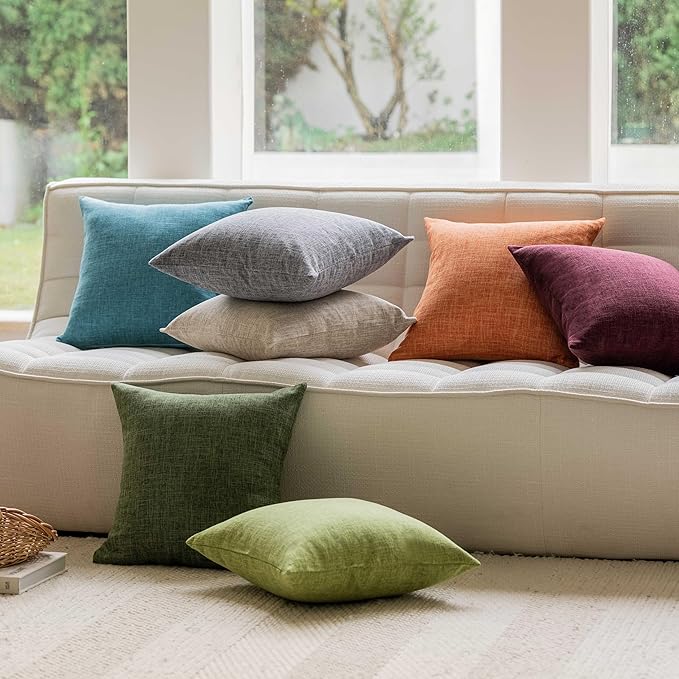 Home Brilliant Linen Euro Sham Cover for Bedroom Pillow Cover 24x24 Euro Pillow for Bed Couch Sofa, 24 x 24, Ash Grey