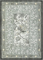 GarveeHome Provence 10x13 Area Rug for Living Room, Botanical Grove Soft Cottagecore Washable Rug for Bedroom Dining Nursery Low-Pile Vintage Large Carpet Gray Fog Green