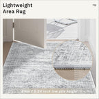 Runner Rug 2x12 Washable Non-Slip Hallway Runner Rugs for Kitchen Bathroom Laundry Room Grey Vintage Floor Carpet Runners for Hallways Entryway