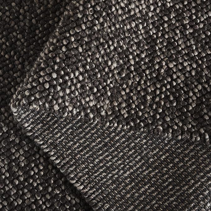 SAFAVIEH Area Rug 8x10 - Natura Collection - Large - Black & Grey, Handmade Wool Blend, Textured Design, Ideal for Living Room, Bedroom, Dining Space (NAT425Z)
