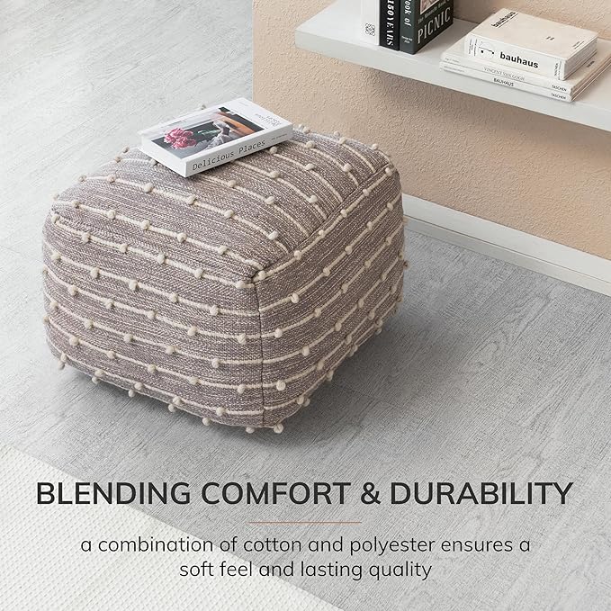 Anji Mountain Pouf Ottoman Foot Rest, Handmade Ottoman Pouf, Comfortable Foot Stool, Decorative Floor Seating for Living Room Decor, Bedroom & Home Décor Accent - Georgette