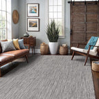 Washable Indoor Outdoor Rug 9x12 Weather Resistant Area Rugs Modern Solid for Porch Deck Balcony Backyard Patio Outside Carpet (9 X 12 Silver Grey)