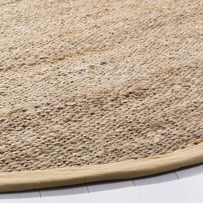 SAFAVIEH Natural Fiber Collection Area Rug - 7' Round, Natural, Handmade Farmhouse Jute, Ideal for High Traffic Areas in Living Room, Bedroom (NF732A)