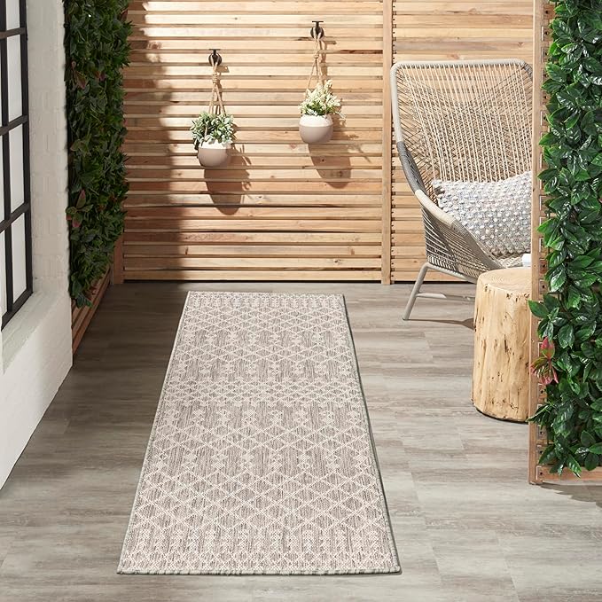 Nourison Home Positano Light Grey 2' x 6' Area Rug - Easy Clean, Non Shedding, Bed Room, Living Room, Dining Room, Kitchen (6' Runner)