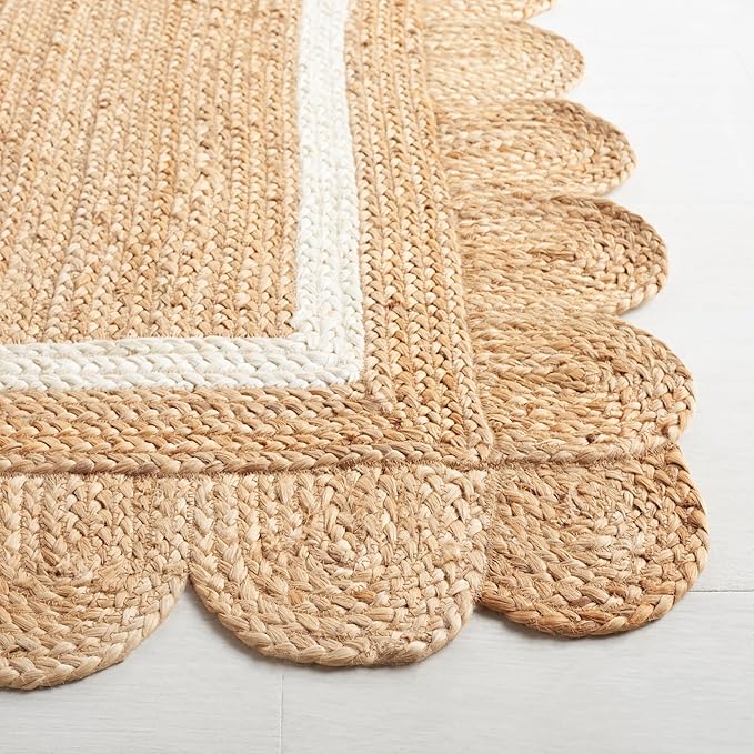 SAFAVIEH Natural Fiber Collection Area Rug - 6' Square, Natural & Ivory, Rustic Farmhouse Style, Handmade Jute, Ideal for The Living Room, Bedroom, Dining Room (NF896A-6SQ)