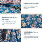Boho Throw Blanket - 100% Cotton Ultra Soft Muslin Spring Blanket, 60"x80" Lightweight Floral Butterfly Framhouse Bedding Blanket for Bed, All Season Blue Bohemian Bedroom Home Decor Quilt