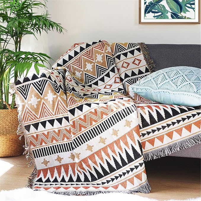 Lqprom Boho Southwest Throw Blankets Aztec Southwest Throws Cover Outdoor Camping Picnic Tent Beach Travel 51"x63"