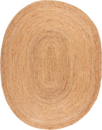 SAFAVIEH Area Rug 8x10 Oval - Cape Cod Collection - Large - Natural Brown, Handmade Braided Flat Weave Jute (CAP252A)