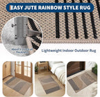 GarveeHome Modern Rainbow Easy Jute 3x5 Patio Rug, Indoor/Outdoor Patio & Entryway Mat, Washable Non-Slip Carpet for Mudroom, Farmhouse Decor, Front Door