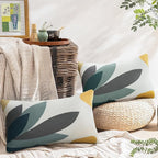 Merrycolor Boho Lumbar Throw Pillow Covers 12x20 Embroidered Abstract Mid Century Modern Pillowcases Bohemian Aesthetic Decorative Pillows for Couch Bed Sofa Living Room 1PC,Plant