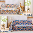 Boho Blanket Throw Quilt, 100% Cotton Soft Light Weight Throw Blankets for Summer, 60"x80" Farmhouse Flower Decorative Blankets, All Season Rustic Reversible Bohemian Throw Quilt