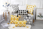 PANOD Super Soft Farmhouse Decorative Plush Throw Pillow Covers 18 x 18 Grey,Solid Pom pom Tufted with Tassels Modern Accent Boho Square Cushion Cover Pillow Case for Couch Sofa