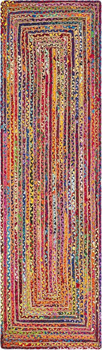 SAFAVIEH Cape Cod Collection Runner Rug - 2'3" x 7', Red & Multi, Handmade Jute & Cotton, Woven Braided Design (CAP202A)
