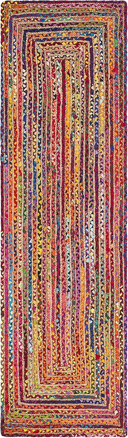 SAFAVIEH Cape Cod Collection Runner Rug - 2'3" x 22', Red & Multi, Handmade Jute & Cotton, Woven Braided Design (CAP202A)