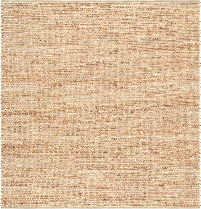 SAFAVIEH Cape Cod Collection Area Rug - 6' Square, Yellow & Natural, Handmade Jute & Cotton, Ideal for Living Room, Bedroom, Dining Space (CAP236C)