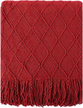 BATTILO HOME Christmas Decor Red Throw Blanket for Couch, Boho Bed Throws for Foot of Bed, Decorative Red Throws for Sofa Living Room, 50"x60"
