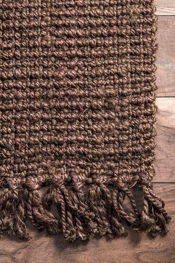 Nuloom Daniela Chocolate, 4' x 6', Handmade, Jute, Tassel, Soft and Textured, High Traffic, Stain Resistant, Easy Clean, Durable Area Rug for Bedroom, Living Room, Dining Space, Foyer, Entryway
