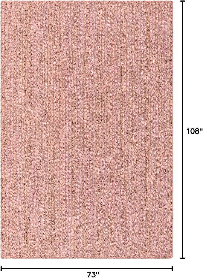 Unique Loom Braided Jute Collection Area Rug - Dhaka (6' 1" x 9' Rectangle, Light Pink)