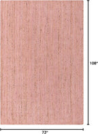 Unique Loom Braided Jute Collection Area Rug - Dhaka (6' 1" x 9' Rectangle, Light Pink)