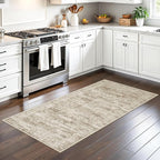 2x4 Washable Rugs for Kitchen, Floor, Entryway, Powder Room Small Area Rug Non-Slip Vintage Low Pile Throw Door Mat Brown