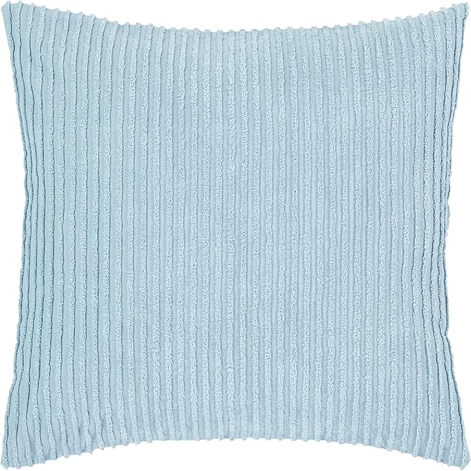 Better Trends Jullian Collection is Super Soft and Light Weight in Bold Stripes Design 100% Cotton Tufted Unique Luxurious Machine Washable Tumble Dry, Euro Sham, Blue