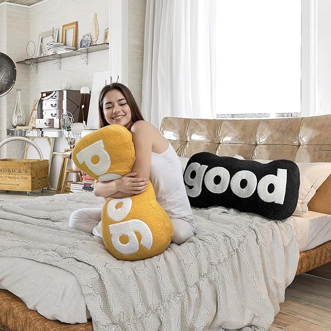 Johnear Headboard Pillow Yellow Plush Reading Pillow Back Support Pillows for Bed Sitting Up Adult Daybed Sofa College Dorm Bed Headboard Backrest Cushion Throw Body Bolster Twin